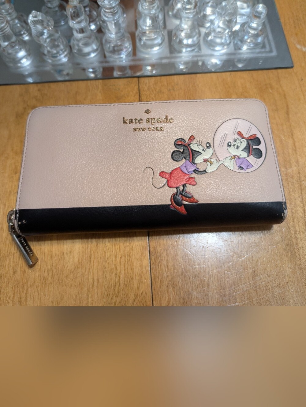Kate Spade Minnie Mouse Zip Around Wallet - Blush & Black